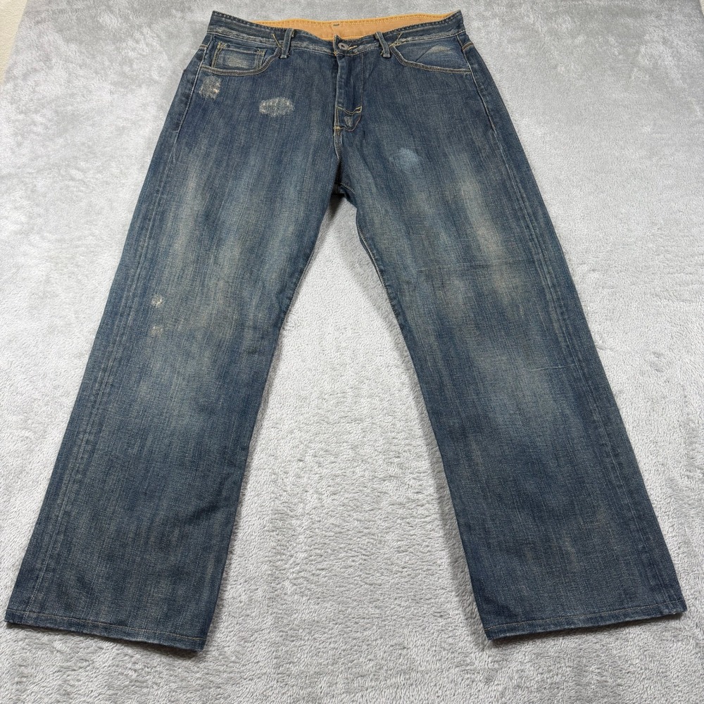 Ralph Lauren Polo Jeans Mens 34x32 (Fit 34x28) Blue Ashmore Straight‎ Distressed
